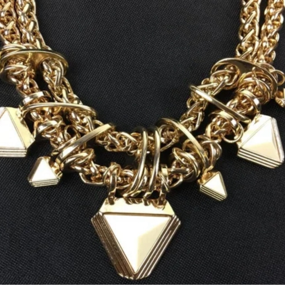 💥NWT💥 Melissa Gorga Deep Rich Gold Geometric Double Strand Necklace